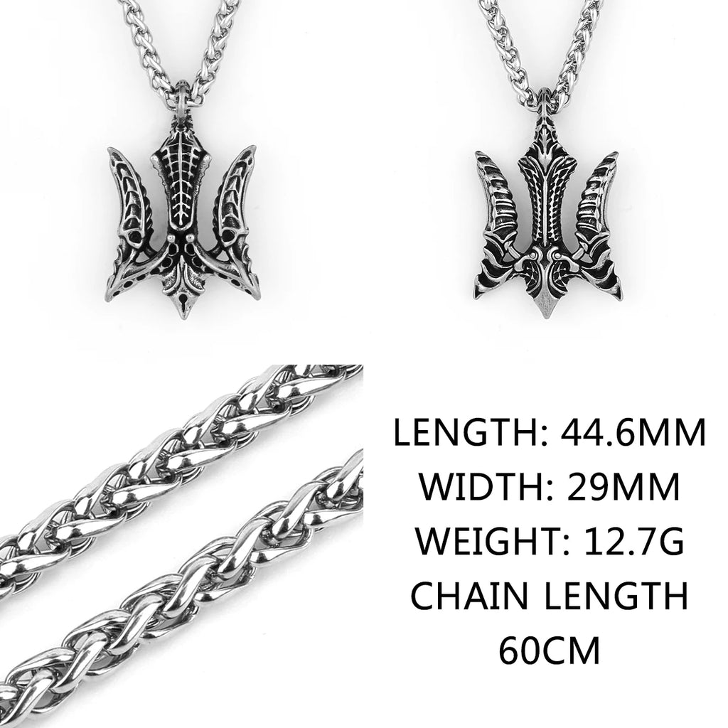 Retro High Quality Alien Poseidon Trident Pendant Men's Fashion 316L Stainless Steel Pendant Necklace Gift Jewelry