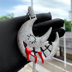 Men's Moon Shaped Mouth Face Pendant Iced Out Bling 5A CZ Cubic Zircon Tennis Chain Personality Hip Hop Rock Necklace Jewelry