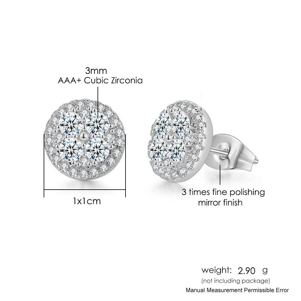 Iced Out Round Stud Earrings — Gold