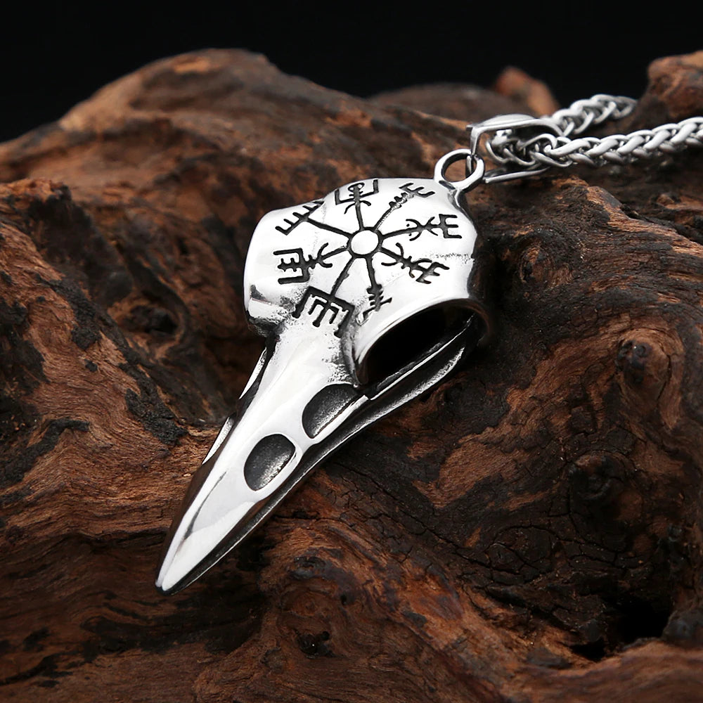 Viking Raven Stainless Steel Pendant Necklace