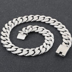 Men's 60CM Long 24MM Width Brushed Solid Stainless Steel Curb Cuban Link Chain Necklace for Men Male On Neck Jewelry