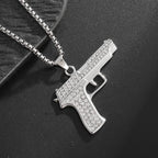 Fashionable and Domineering Ak-47 Submachine Gun Pendant Necklace Suitable for Men\'s Personalized Hip-Hop Rock Punk