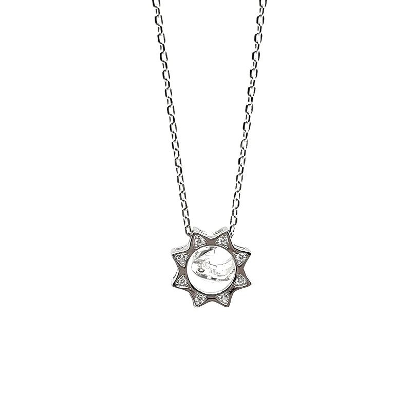 Iced Out Moon Silver Pendant Sterling Zircon Sun