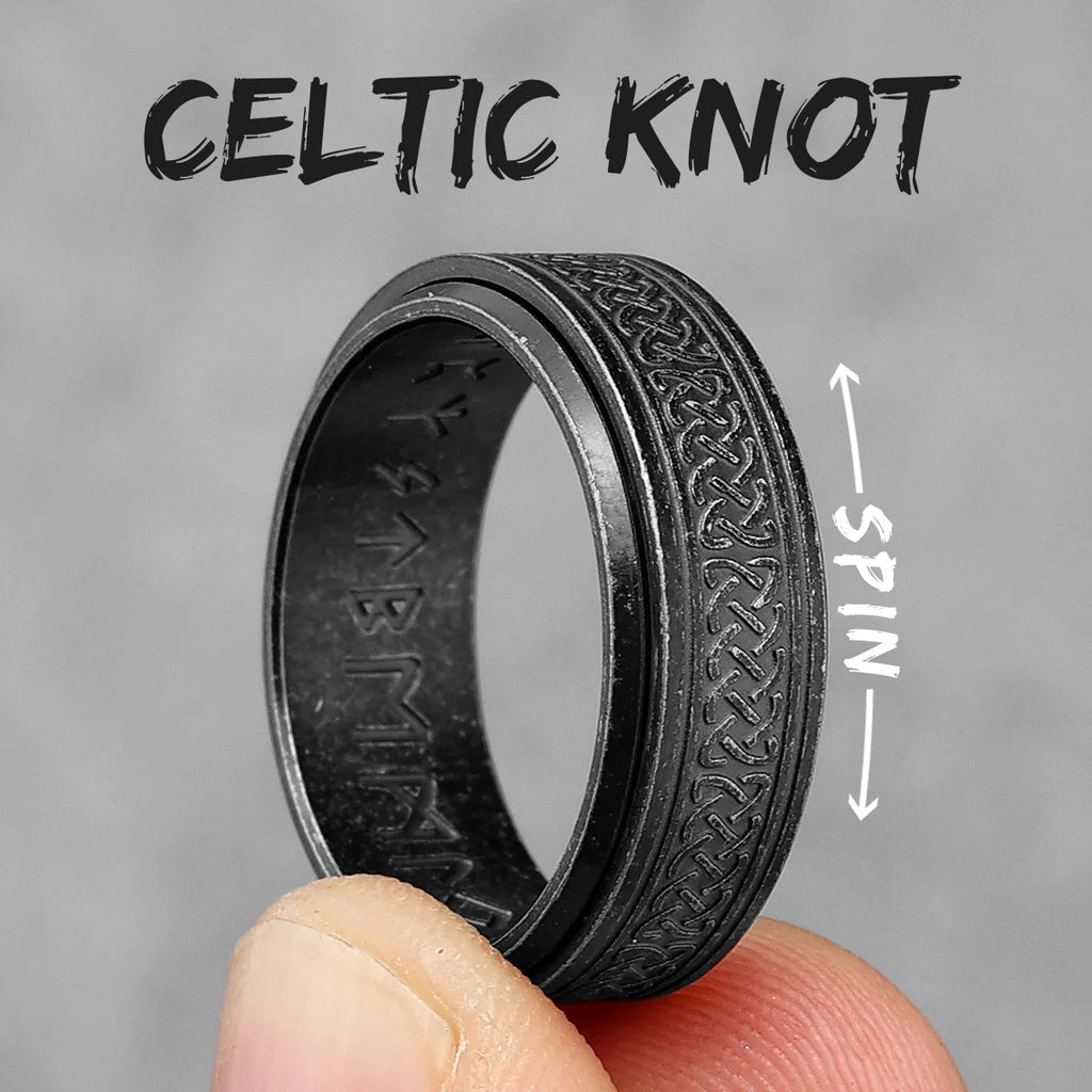 Vintage Nordic Viking Runes Celtic Knot Series Stainless Steel Womens Mens Rings Punk Biker Jewelry Creativity Gift
