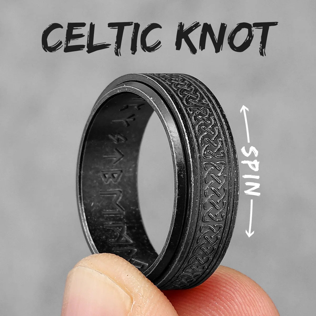 Vintage Nordic Viking Runes Celtic Knot Series Stainless Steel Womens Mens Rings Punk Biker Jewelry Creativity Gift