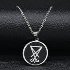 Sigil Lucifer Enamel Pendant Necklace — Stainless Steel