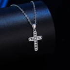 Iced Cross Platinum Pendant Necklace