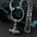 Popular Stainless Steel Thor's Hammer Set Pendant Necklace Nordic Viking Men's Birthday Gift Jewelry Accessories