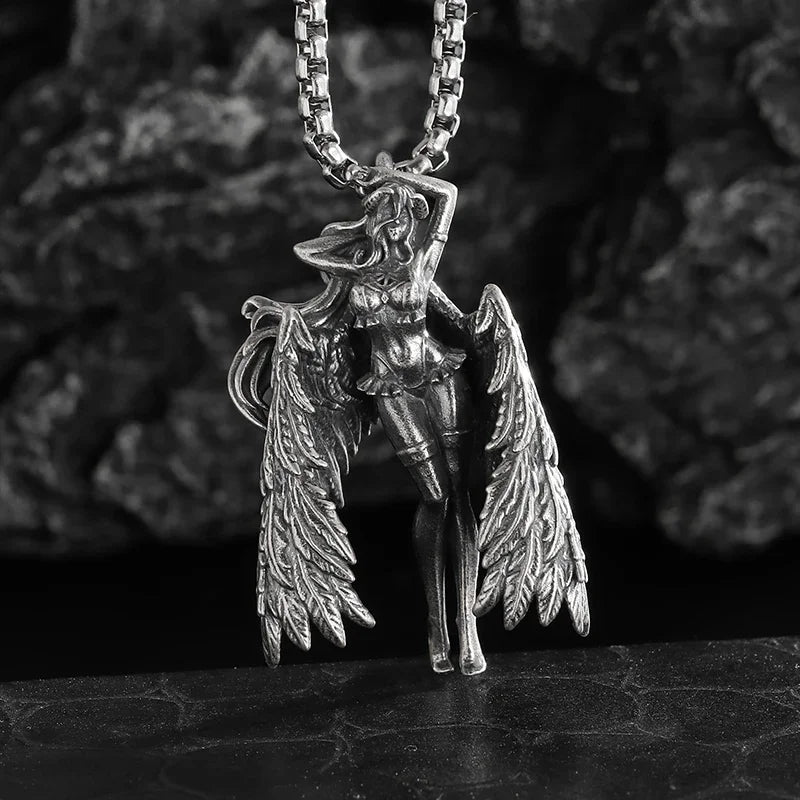 Seraph Warrior Pendant Necklace — Zinc Alloy