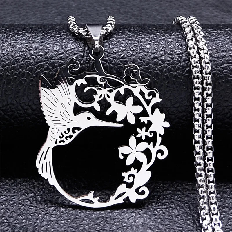 Hummingbird Gold Pendant Necklace — Stainless Steel