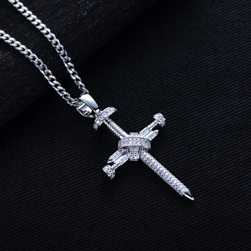 Iced Out Cross Pendant — 925 Silver
