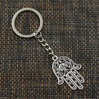 Fashion 30mm Key Ring Key Chain Keychain Jewelry Antique Bronze Silver Color Death Eye Hamsa Palm Fatima Hand 36x25mm Pendant