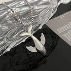 Charm Blue Whale Jumping Pendant Necklace Fashionable Men And Women Simple Necklace Sweater Chain Accessories Jewelry