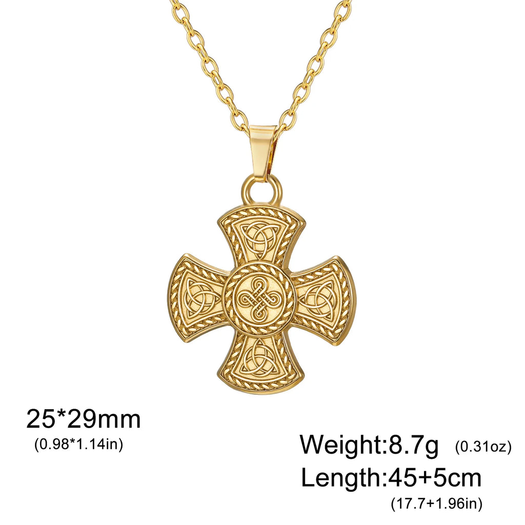 Celtic Trinity Knot Cross Pendant Necklace — Steel