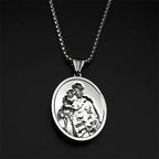 Saint Joseph Baby Jesus Medal Pendant Necklace — Stainless Steel