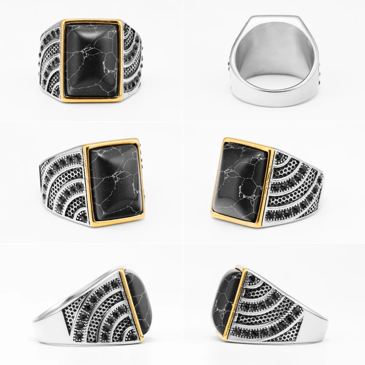 Simple Rings 316L Stainless Steel Ring Trendy Luxury Men Elegant Rhinestone for Male Boyfriend Jewelry Classic Gift