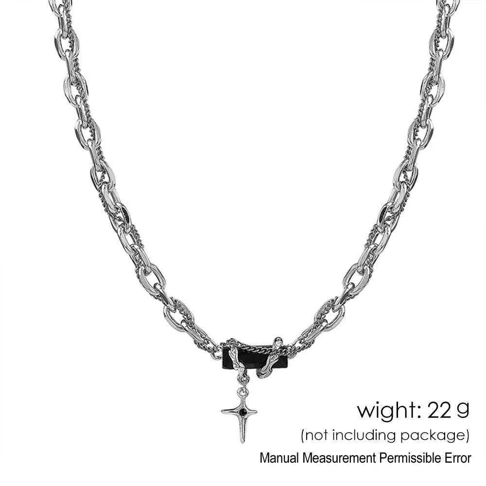 Silver Cross Pendant Chain Necklace Titanium Steel