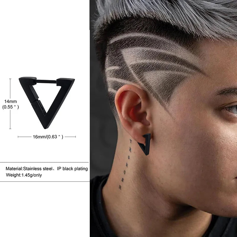 Geometric Octagon Hoop Earrings — Stainless Steel