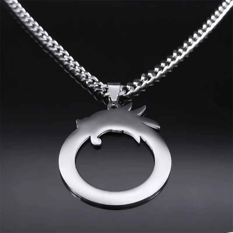 Dragon Viking Steel Pendant Nordic Rune Ouroboros