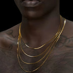 1.2mm Gold Color Plated Stainless Steel Chain Necklace Simple Square Snake Chain Men Necklace Fashionable Titanium Steel Jewelry