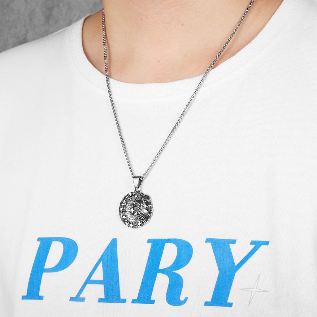 Greek Myth Sun Moon Pendant — Stainless Steel