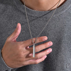 Vertical Bar Box Chain Pendant — Stainless