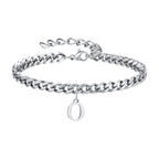 Vnox A-Z Initial Bracelets for Men Women, Never Fade Silver Color Stainless Steel Cuban Chain Bracelet with 26 Letter