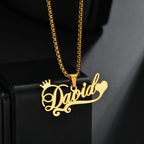 Atoztide 50cm Personalized Custom Names Pendant Necklace Stainless Steel Gold Color Cuban Thick Chain for Men Women Jewelry Gift