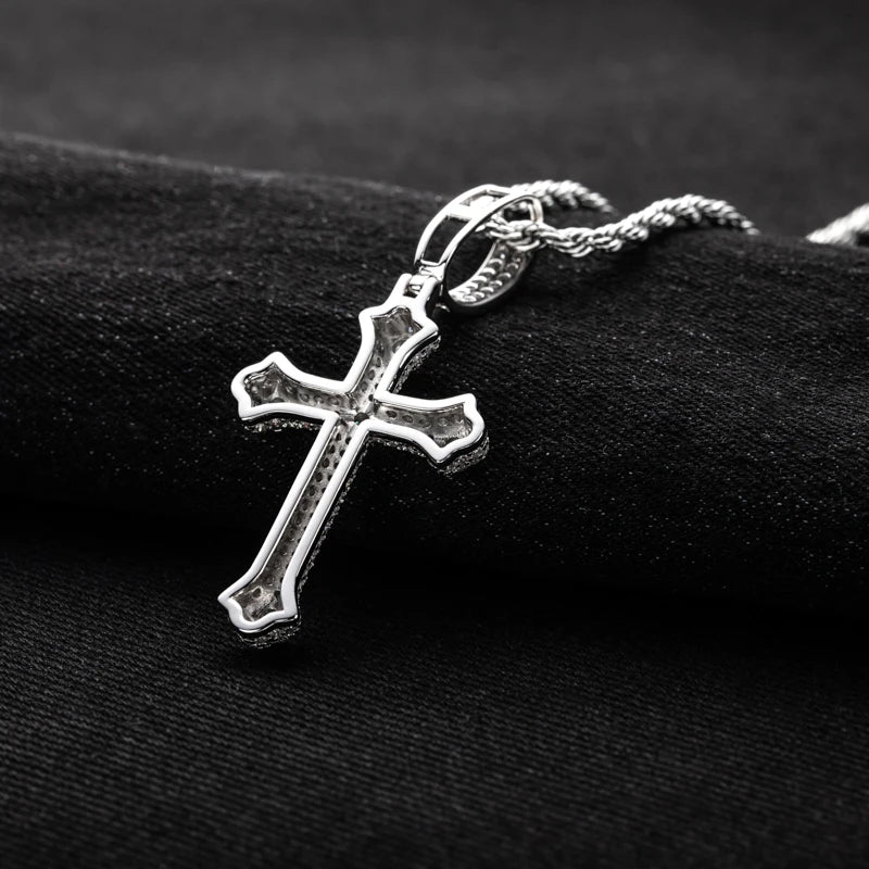 Iced Out Cross Pendant — 925 Silver