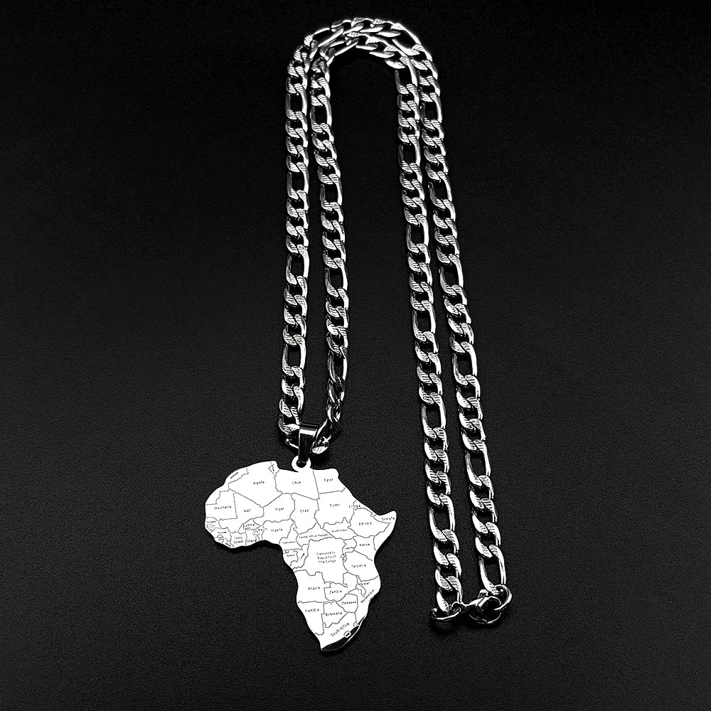 Africa Map Pendant Necklace — Gold-Tone