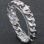 Vintage Black Stainless Steel Bracelet for Man Men's 15MM Wide Curb Link Chain Bracelets Bangles Armband Jewelry