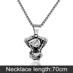 Male Retro Motorcycle Engine Pendant Necklace Men Hip Hop Street Culture Stainless Steel Fashion Trendy Necklace Boy Jewelry New