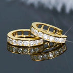 Iced Out Channel Set CZ Huggie Hoop Earrings — Silver-Tone