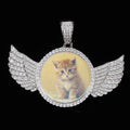 Angel Wings Photo Pendant Necklace Iced Out