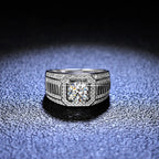 Platinum PT950 Men's Luxury Eternal 18K White Gold Rings With Credentials 1 Carat VVS D Color Diamond Moissanite