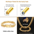 6-16mm Gold Color 316L Stainless Steel Curb Cuban Link Chain Bracelet Bangle Jewelry 7-9inch for Men Women