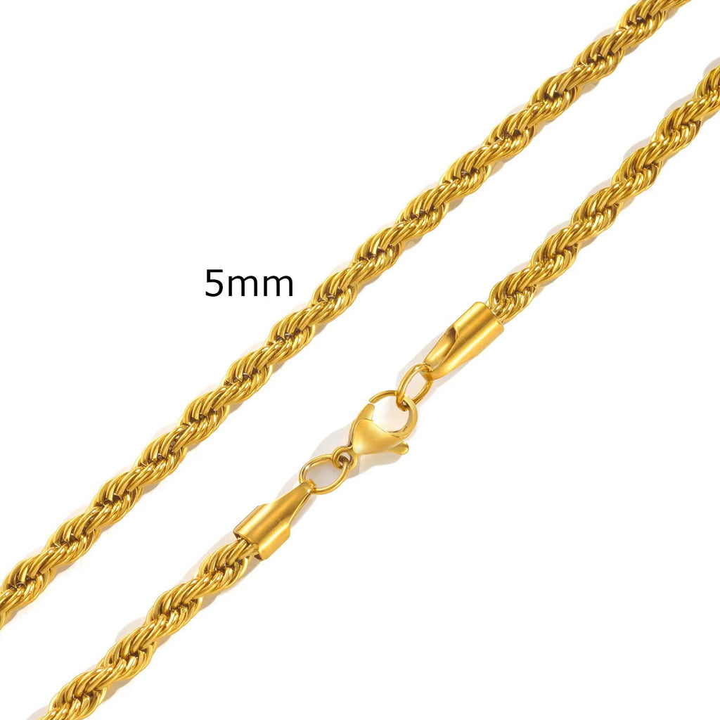 Twisted Rope Chain Necklace 5mm — Stainless