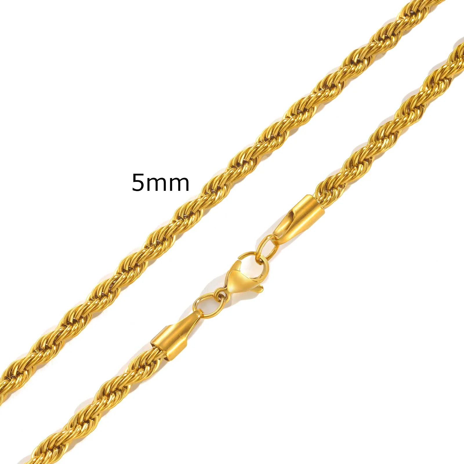 Twisted Rope Chain Necklace 5mm — Stainless