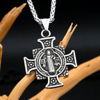 Fashion Retro Christ Jesus Necklace Stainless Steel Rune Cross Pendant For Men Women Punk Amulet Jewelry Gift