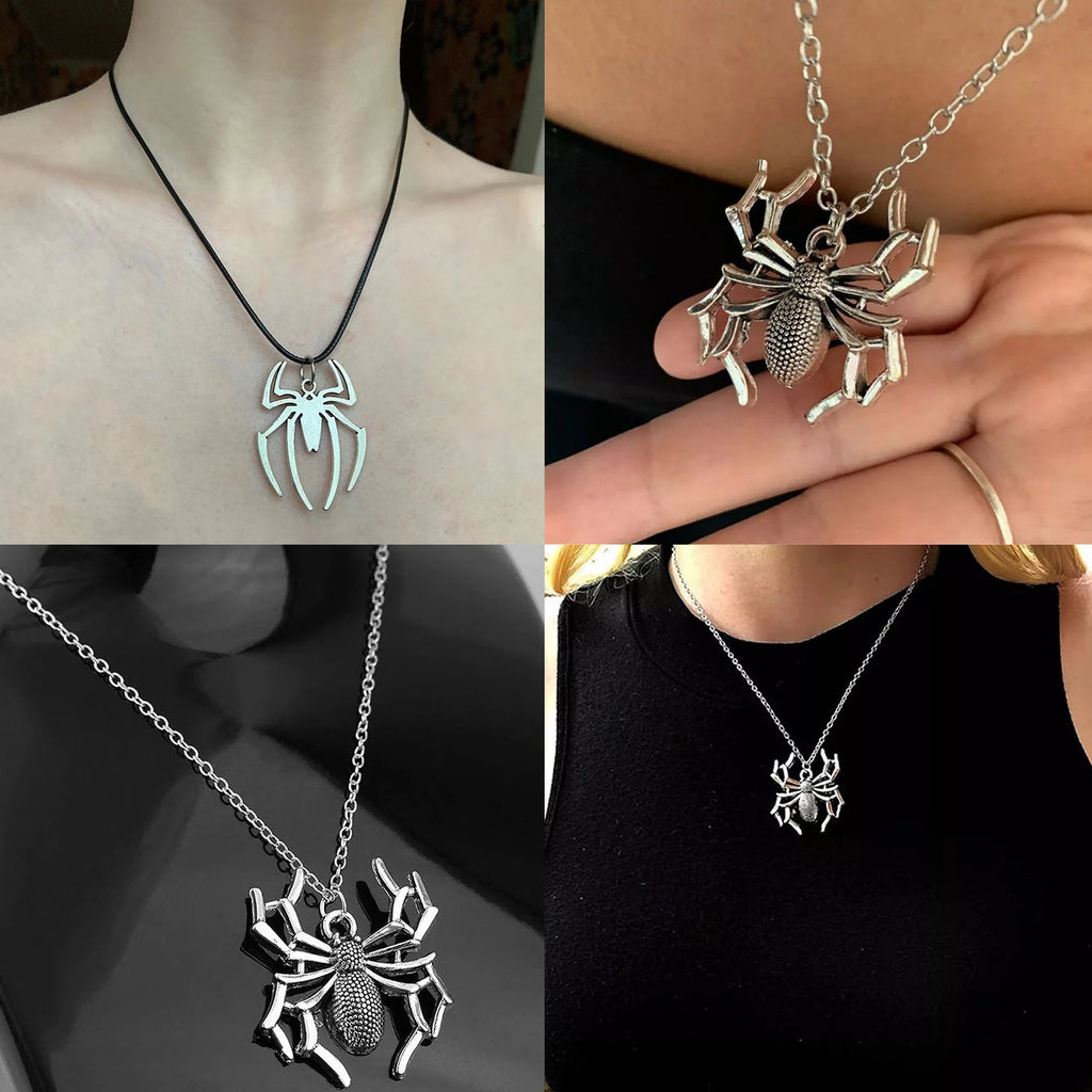 Cute Spider Animal Pendant Necklace for Girls Silver Color Chain Necklace Y2K Style Women Neck Accessories Trendy