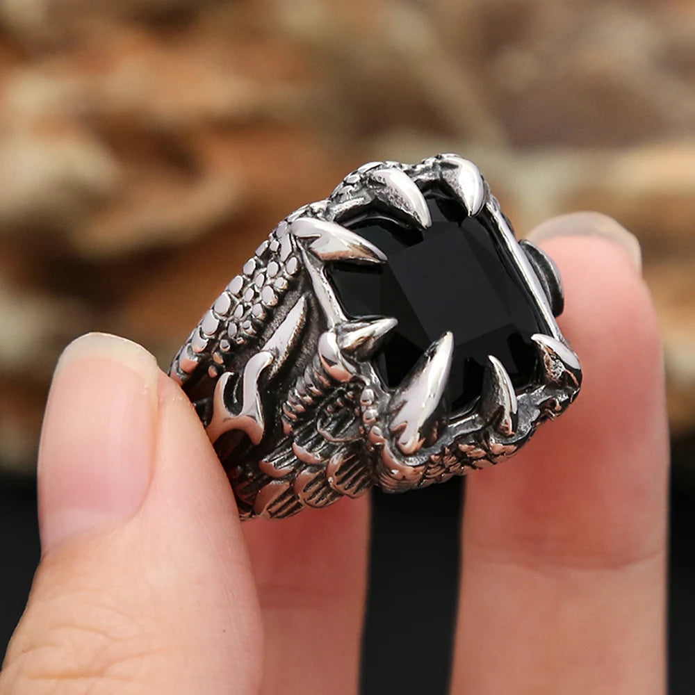 Dragon Claw Stone Ring — Stainless Steel
