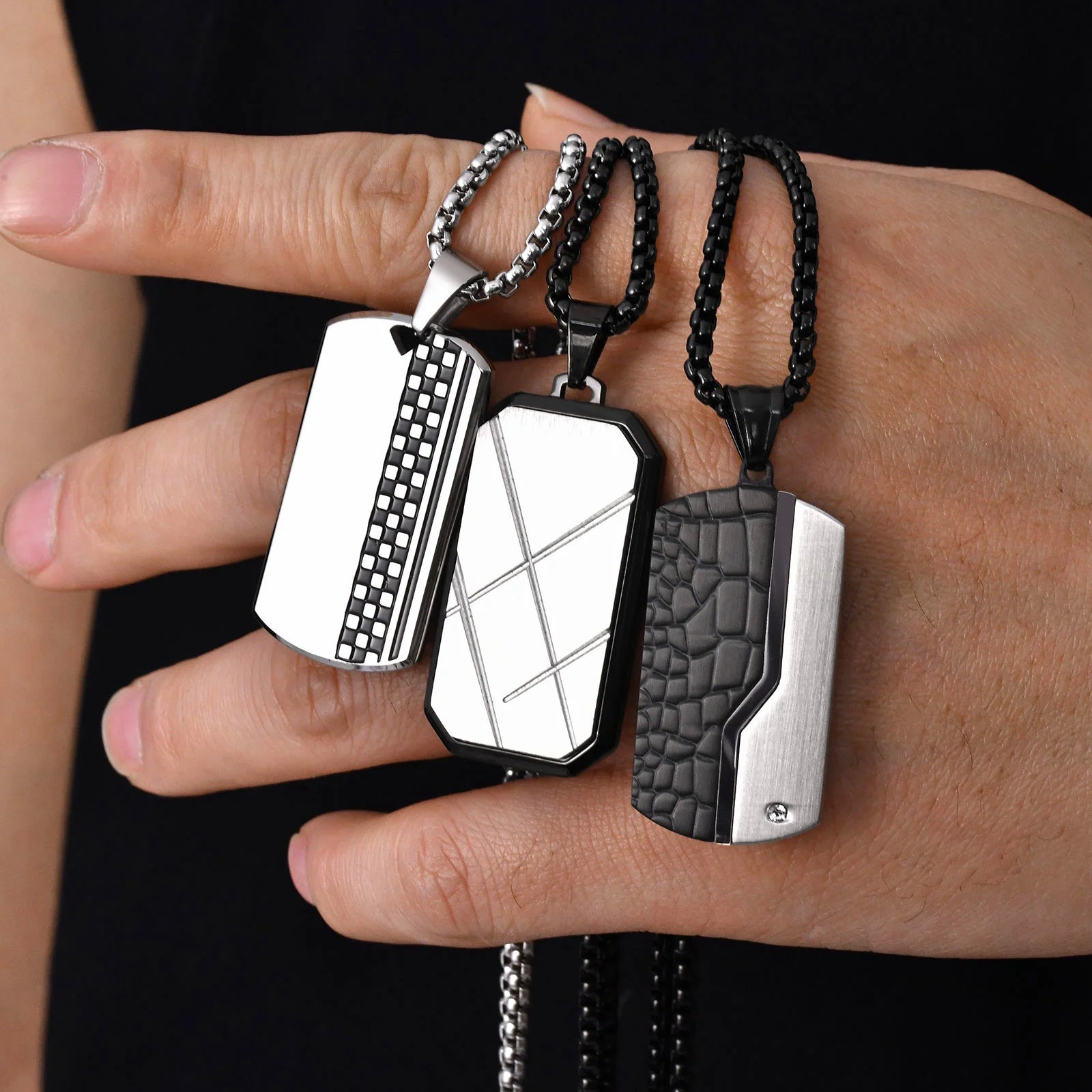 Dog Tag Pendant Necklace — Stainless Steel