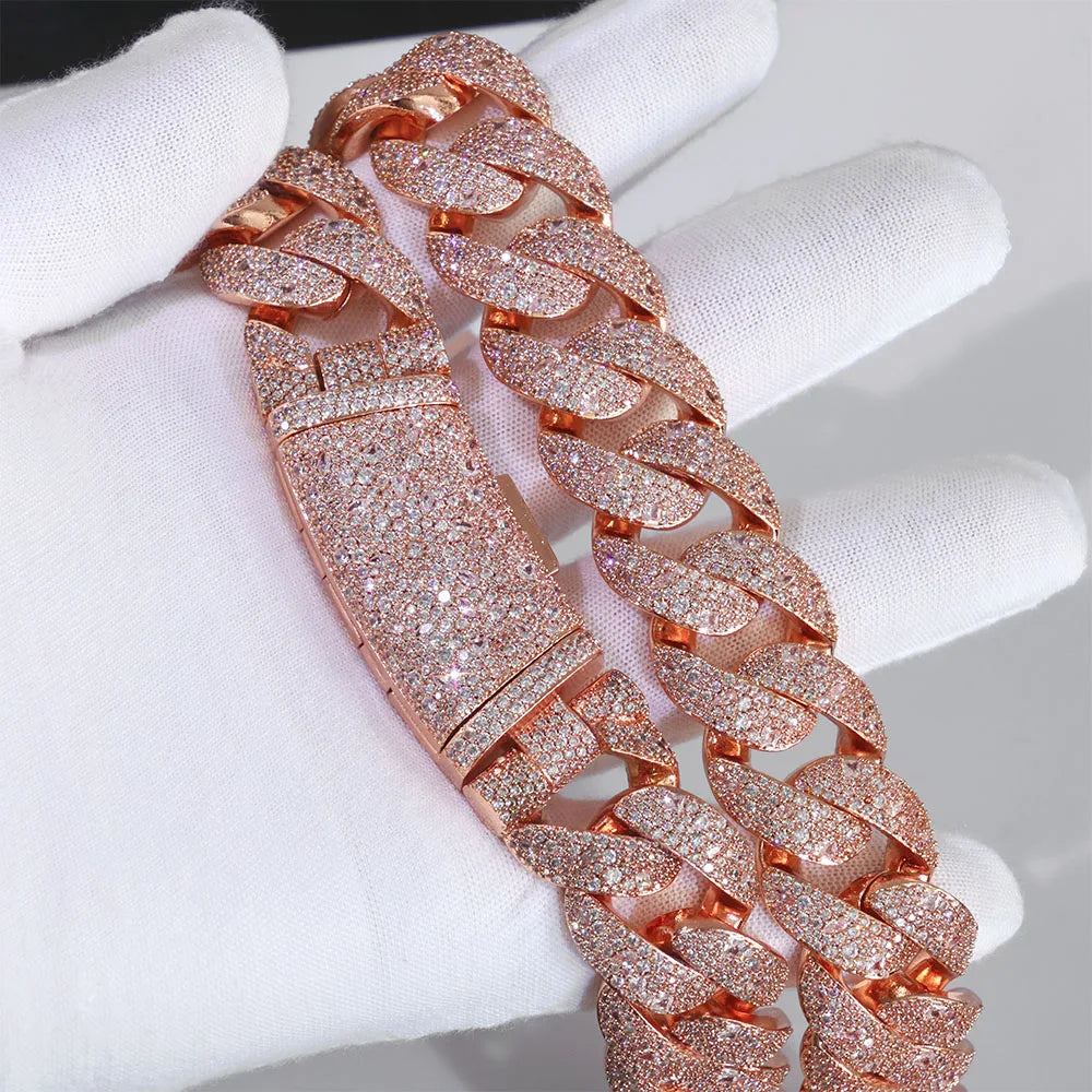 Iced Out Cuban Chain Necklace Stainless Steel 22MM