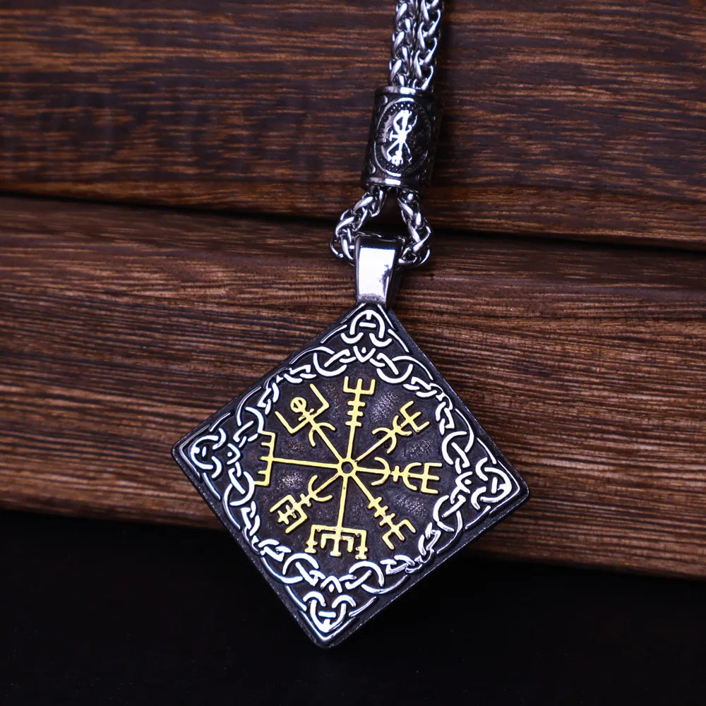 Viking Vegvisir Compass Pendant — Stainless Steel