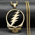 2024 New fashion punk rock band Grateful Dead Skull stainless steel necklace personality alphanulose collarbone chain