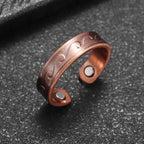 Flower Shape Magnetic Ring Copper Adjustable Open Cuff Ring Men and Women Magnet Healthy Energy Ring for Arthritis Pain Relief