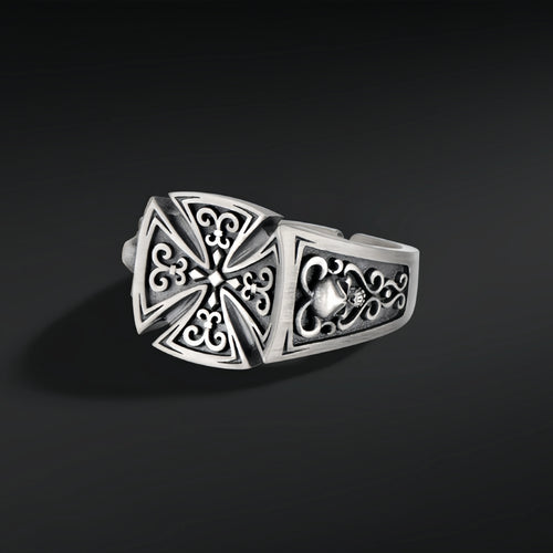 Croix de Guerre Rose Open Ring — Silver
