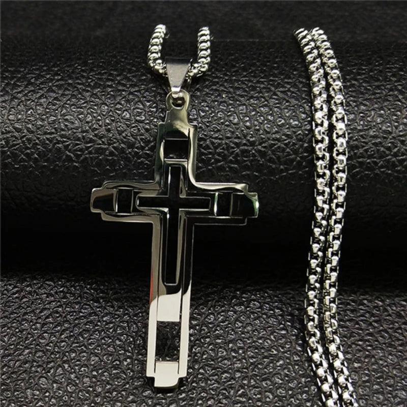 Cross Steel Pendant Hollow Religion