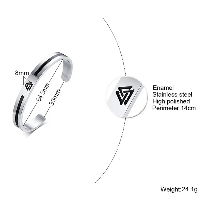 Viking Cuff Bangle Bracelet — Stainless Steel