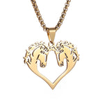 Gold Horse Pendant Necklace Box Chain Statement